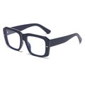 Retro square oversized sunglasses in deep blue with thick frames and wide temples - Blue Frame