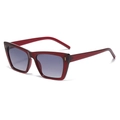 Occhiali da sole classici cat-eye con montatura rossa trasparente e lenti sfumate - Montatura Rossa Lenti Grigie Sfumate
