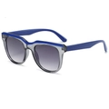 Moderne quadratische zweifarbige Sonnenbrille mit blau-grauem Rahmen und Verlaufsgläsern - Graublauer Rahmen Graue Verlaufsgläser