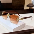 Frameless square sunglasses with tea gradient lenses and brown wood grain temples - Gradient Tea