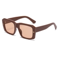 Retro square oversized sunglasses with tortoiseshell frames and gold temple accents - Tea Frame Tea Lens