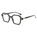 Classic black square frame glasses with golden star accents and clear lenses - Black Frame