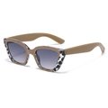 Lunettes de soleil œil de chat, monture kaki avec accents léopard et verres dégradés - Monture Khaki Léopard Verres Dégradés Gris