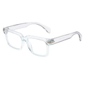 Fashionable transparent square frame glasses with gold metal accents from a 45-degree angle - Transparent Frame
