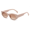 Modern cat-eye sunglasses with beige thick frames and brown gradient lenses - Pink Frame Gradient Tea Lens
