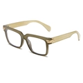 Occhiali retrò montatura quadrata verde oliva e beige con dettagli in metallo dorato - Montatura Verde Oliva