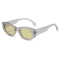 Retro grey translucent cat-eye sunglasses with yellow lenses and gold metal accents - Gray Frame Yellow Lens