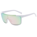 Lunettes de soleil bouclier à demi-monture avec verres miroir futuristes colorés - Monture Blanche Verres Miroir Rose
