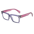 Retro square frame glasses with purple front and rose red temples for a stylish look - Purple Frame