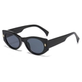 Modern black square sunglasses with gold metal studs and dark grey lenses for sun protection - Black Frame Black Grey Lens