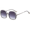 Fashionable square metal sunglasses with gradient lenses and translucent resin frames - Grey Frame Gradient Grey Lens