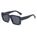Retro square oversized sunglasses in deep blue frame with dark grey UV lenses - Blue Frame Gray Lens