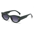 Dark green rectangle sunglasses with gradient purple lenses and gold metal accents - Dark Green Frame Gradient Grey Lens