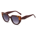 Occhiali da sole cat-eye retrò con montatura rosso scuro e dettagli tartarugati fini - Montatura Leopardo Rosso Vino Lenti Grigie