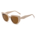 Occhiali da sole retrò cat-eye beige con lenti marroni per una protezione solare elegante - Montatura Beige Lenti Tè