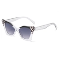 Occhiali da sole cat-eye eleganti con montatura leopardata e lenti sfumate - Montatura Nero Trasparente Demi Lenti Grigio Sfumato