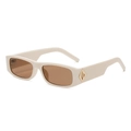 Lunettes de soleil vintage avec monture blanc crème, verres bruns et détails dorés - Monture Beige Verres Thé