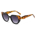 Occhiali da sole cat-eye retrò con montatura nera e tartaruga e lenti sfumate viola - Montatura Leopardo Nero Lenti Grigie