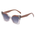 Occhiali da sole moderni cat-eye con montatura trasparente e dettagli stampa leopardata - Montatura Rosa Caffè Demi Lenti Grigio Sfumato