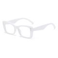Modern white square frame sunglasses with rhinestone accents in a minimalist retro style - White Frame