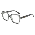 Retro grey and black oversized square glasses frames with stylish gold temple detail - Grey Frame