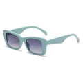 Fashionable mint green square sunglasses with side rhinestones and gradient grey lenses - Cyan Frame Gradient Grey Lens