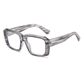 Stylish square oversized sunglasses with grey transparent frame and striped texture - Gray Stripes