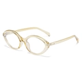 Retro oval cat-eye sunglasses with transparent light yellow frame and classic design - Yellow Frame