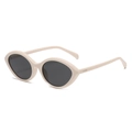 Retro ovale cat-eye zonnebril met crème montuur en donkergrijze glazen voor mode - Zonnebril / Beige Frame Zwart Grijze Lens