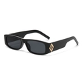Lunettes de soleil carrées vintage avec monture noire et détail en métal doré chic - Monture Noire Verres Noir Gris