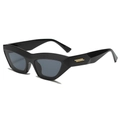 Occhiali da sole cat-eye neri retrò con lenti grigie e dettagli in metallo oro - Montatura Nera Lenti Grigio Nero