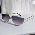 Frameless rimless sunglasses with purple gradient lenses and gold metal frames - Grey Pink