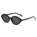 Retro zwarte cat-eye ovale zonnebril met donkergrijze glazen en dik montuur - Zonnebril / Zwart Frame Zwart Grijze Glazen
