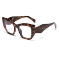 Lunettes de soleil œil de chat oversize tendance avec monture épaisse en écaille - Monture Écaille (Verre Clair)