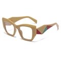 Lunettes de soleil œil-de-chat tendance monture jaune gingembre et branches bicolores - Monture Jaune (Verre Clair)