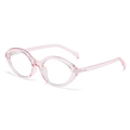 Pink transparent oval cat-eye sunglasses with lightweight frame for stylish sun protection - Pink Frame