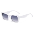 White square frame sunglasses with rhinestone accents and gradient grey lenses - White Frame Gradient Grey Lens