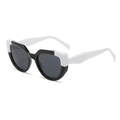 Occhiali da sole vintage cat-eye con audace montura bicolore bianca e nera a blocchi - Montatura Nero Bianco Lenti Nero Grigio