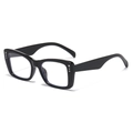 Chic black square frame sunglasses with silver rhinestones and glossy finish - Black Frame