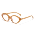 Vintage oval cat-eye sunglasses in transparent amber orange resin with metal details - Orange Frame Pink Temple