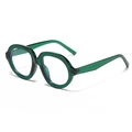 Fashion retro oversized round frame sunglasses in transparent green finish for outdoors - Green Frame