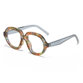 Retro round sunglasses with colorful graffiti frame and translucent blue temples - Tortoise Shell Frame