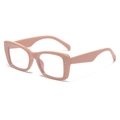 Modern square pink sunglasses with rhinestone details on a white background - Pink Frame