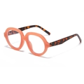 Retro oversized round sunglasses in coral pink with dark tortoiseshell patterned temples - Pink Frame