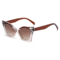 Cat eye butterfly sunglasses with leopard print frame and brown gradient lenses - Brown Demi Frame Brown Lens