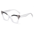 Cat eye sunglasses featuring a clear frame with black and leopard print color blocking - Transparent Black Demi Frame