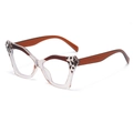 Pink cat-eye butterfly sunglasses with leopard print accents and brown temples - Tortoiseshell