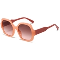 Stylish square oversized sunglasses with wavy frame and pink gradient lenses - Pink Frame Brown Pink Lens