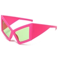 Fashion oversized pink geometric sunglasses with green lenses for outdoor party wear - Purple Frame Green Lens