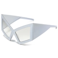 Futuristic silver geometric oversized sunglasses with wide avant-garde frame for street style - Silver Frame Silver Lens